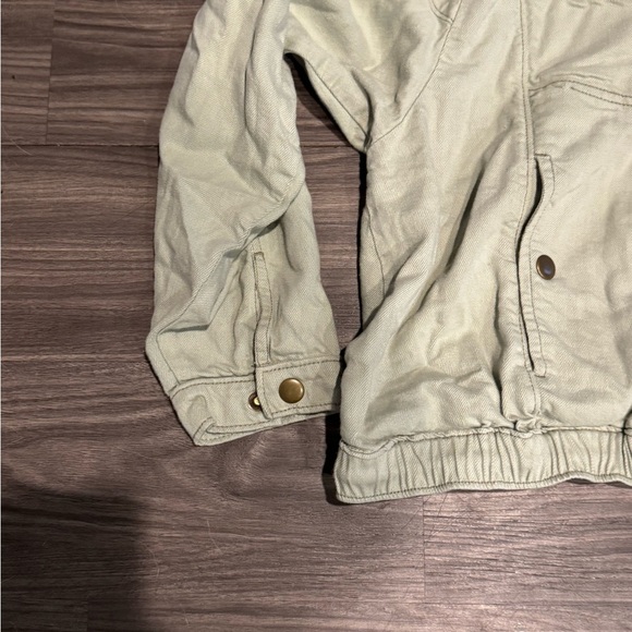 Anthropologie Pilcro Tidal Moto Utility Jacket Size 1X Green Cropped Fall Coat - Picture 3 of 6